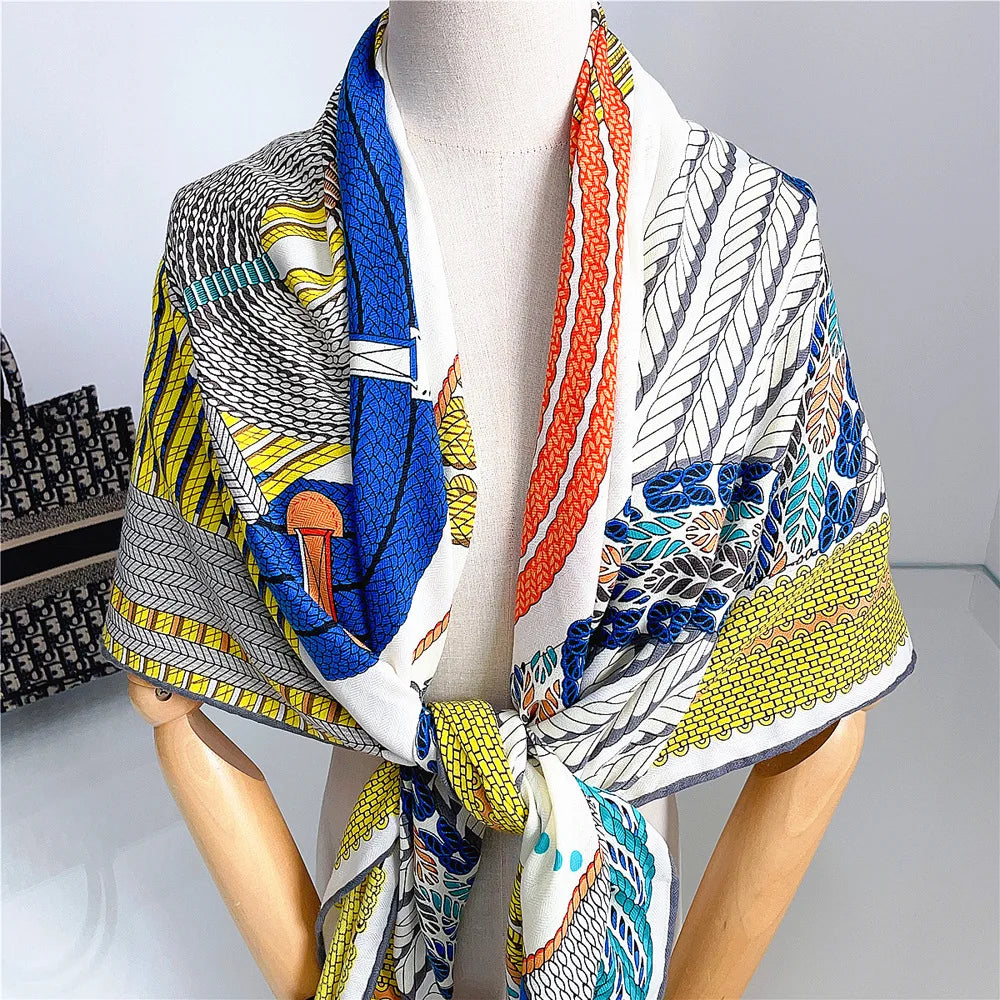Elegant Faux Silk Wool Scarf 130x130cm Smooth Soft Large Gift Ladies Warm Wrap