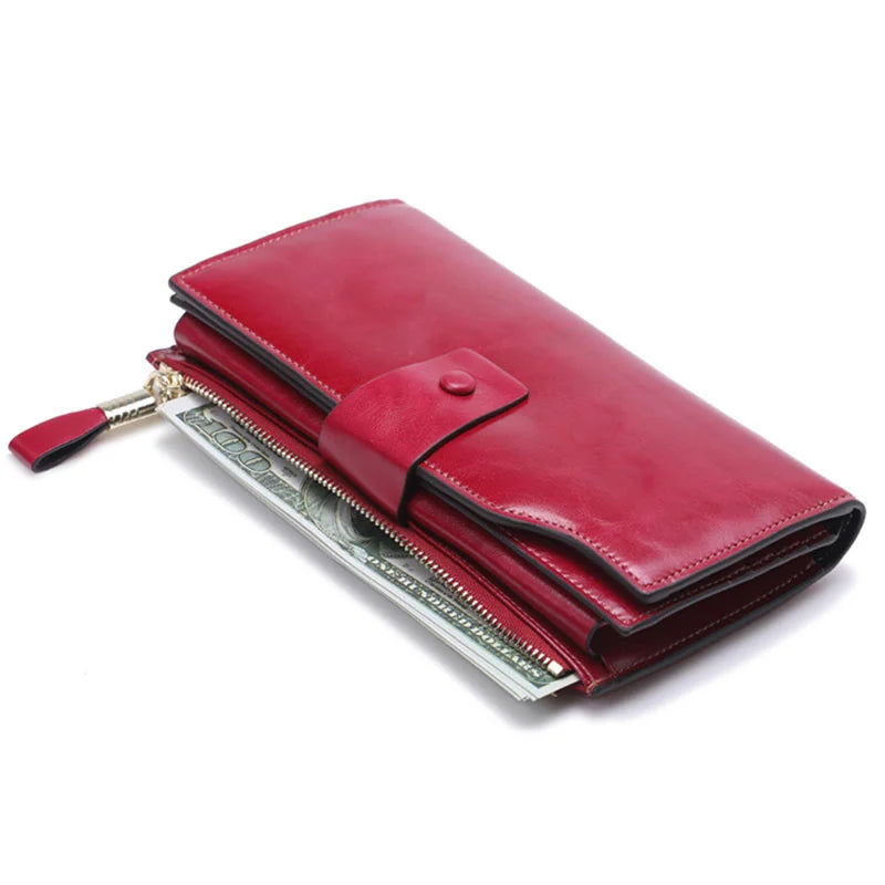Women Leather Wallet For Cell Phone Genuine Leather Purse Coin Purse