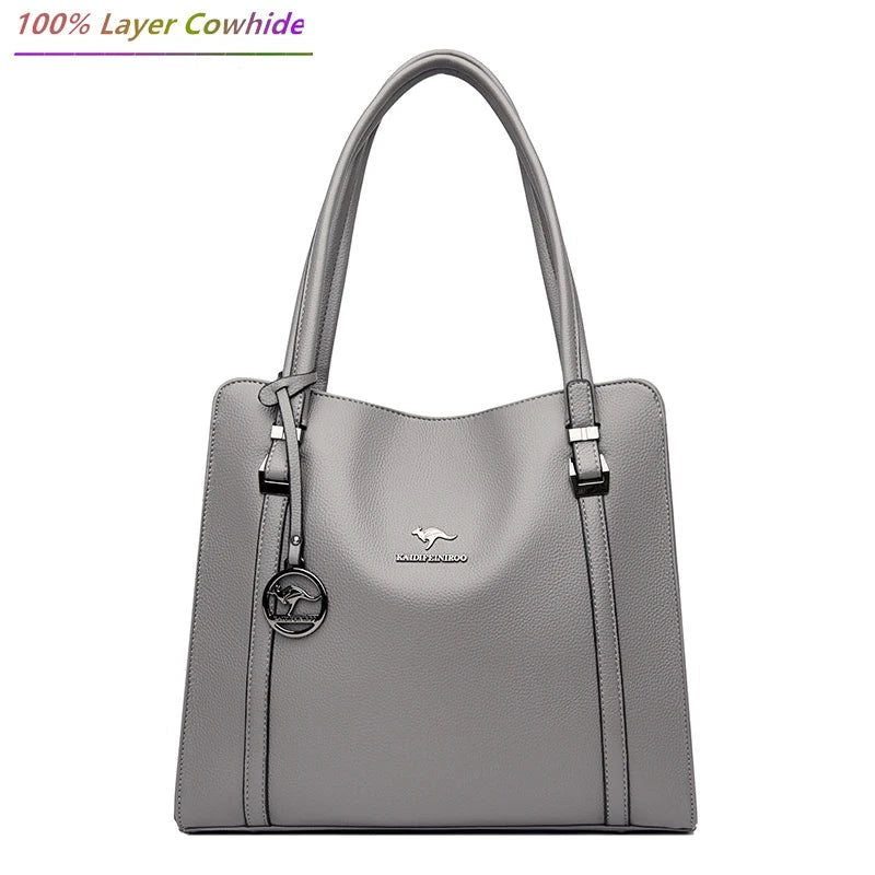 Genuine Soft Leather Handbags for Women Vintage Shoulder Tote Bag Luxury Design
