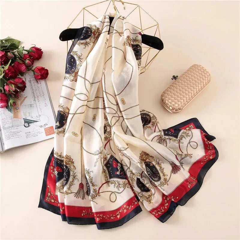 180*90cm Luxury Brand Women Scarf Summer Silk Shawl Lady Wrap Soft Design