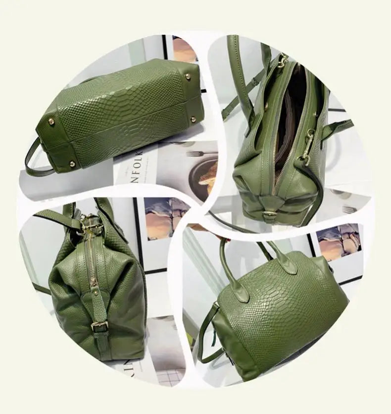 Luxury Fashion Leather Women Bag Crocodile Pattern Handbag