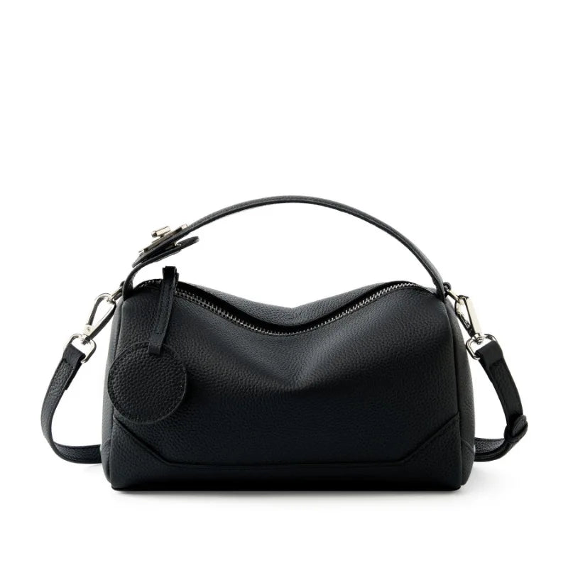 Genuine Leather Crossbody Boston Bag Vegetable Tanned Cowhide Women Shoulder Bag