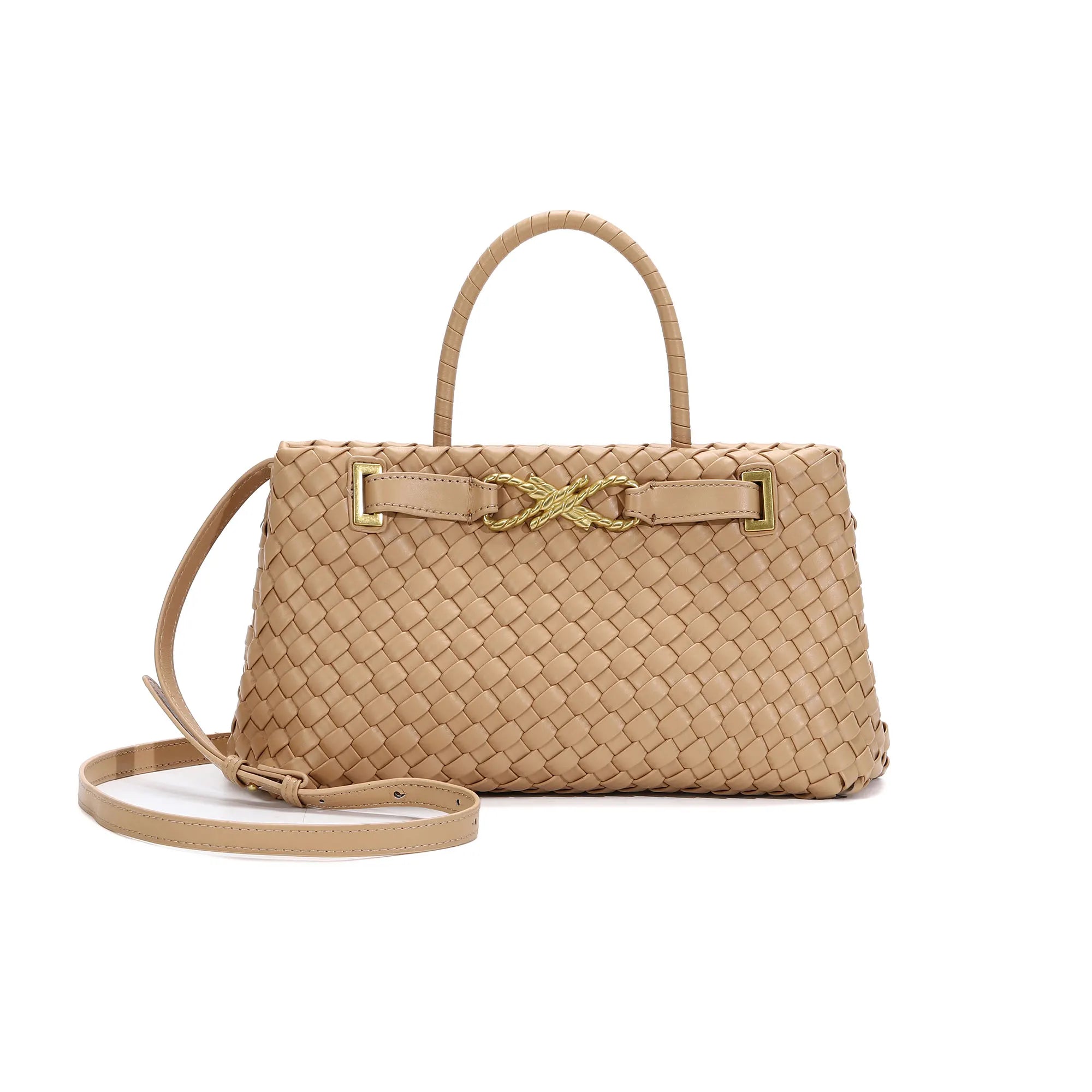 Woven Tote Bag for Women Vegan Leather Shoulder Handbag Design