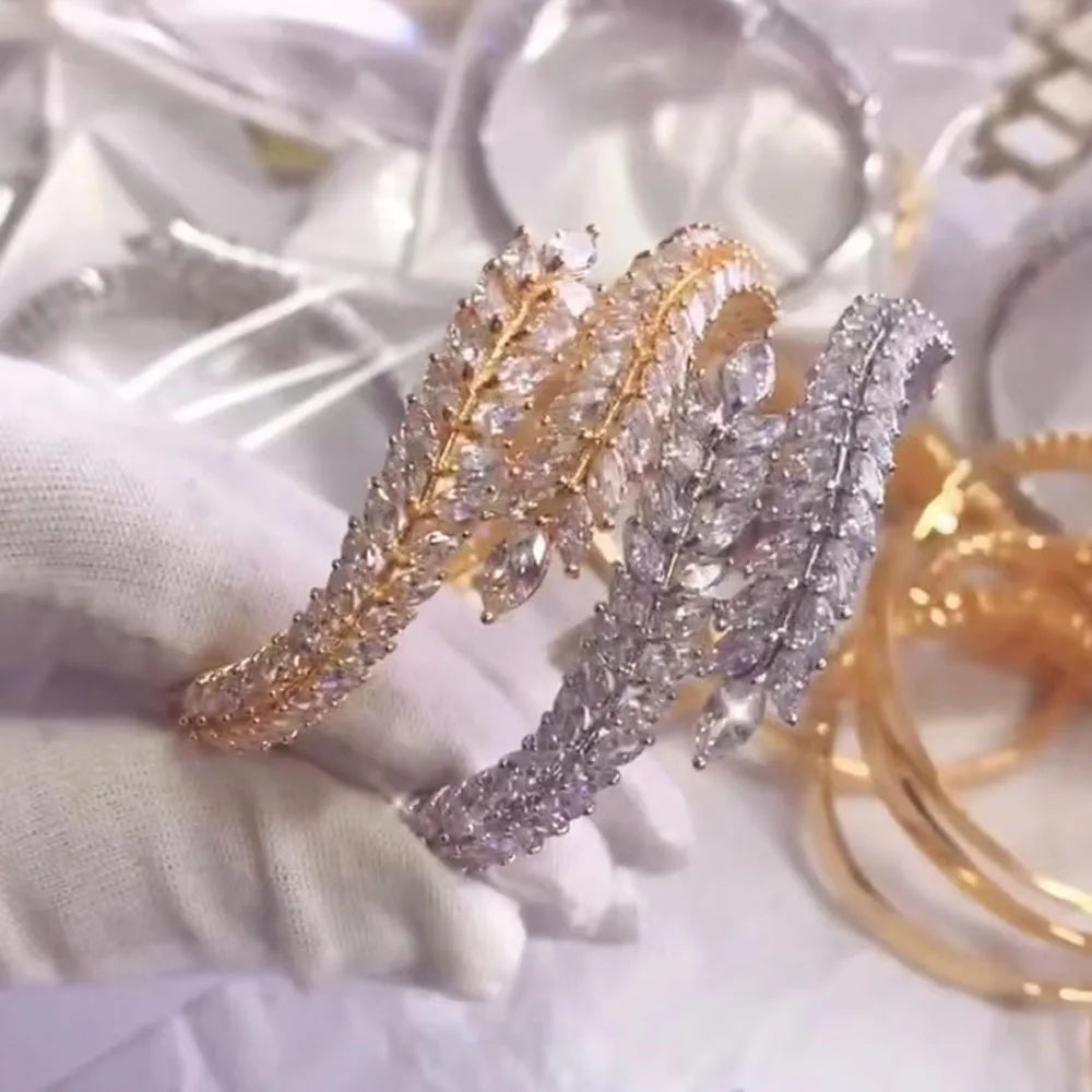 Leaf Zircon Bracelet Luxury Fashion Classic Plant Large Flower Bracelet