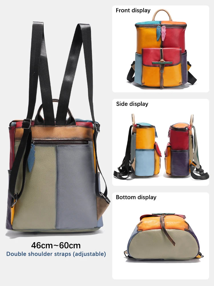 Soft Cow Leather Backpack Large Capacity Rucksack