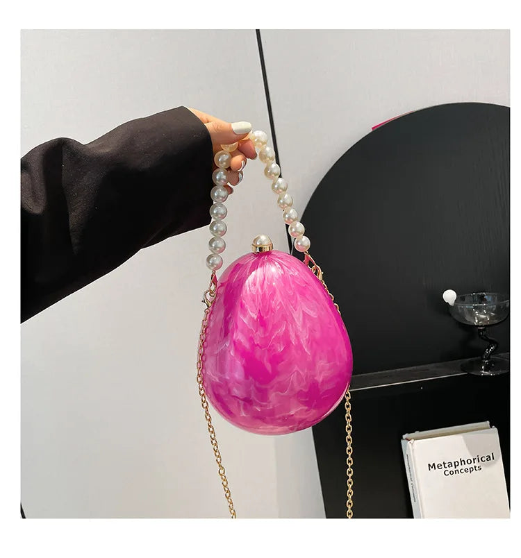 Acrylic eggshell bag fashion niche design women's messenger bag portable dinner bag