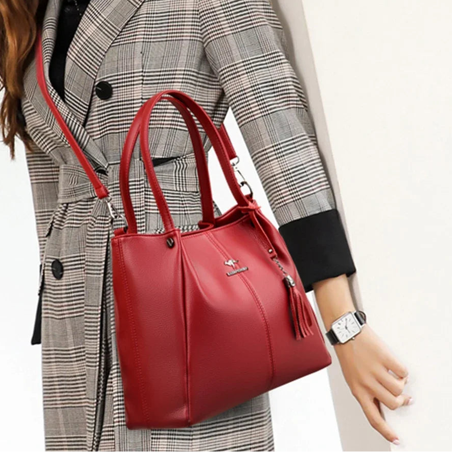 Elegant Cowhide Handbag Luxury Designer Shoulder Crossbody Genuine Leather Bag