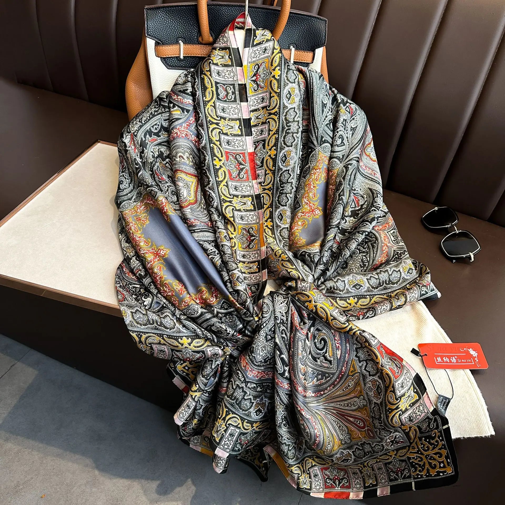Luxury Brand Silk Scarves Women Fashion Print 180X90CM Long Silk Headscarf