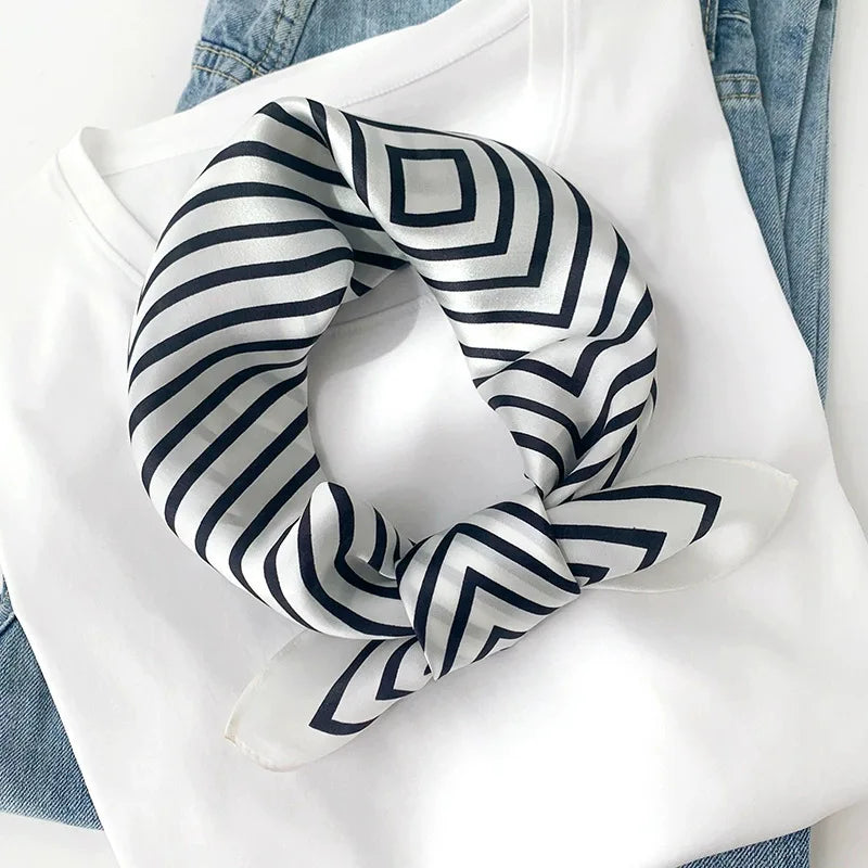 100% Real Silk Scarf Geometric Retro Fashion Scarves