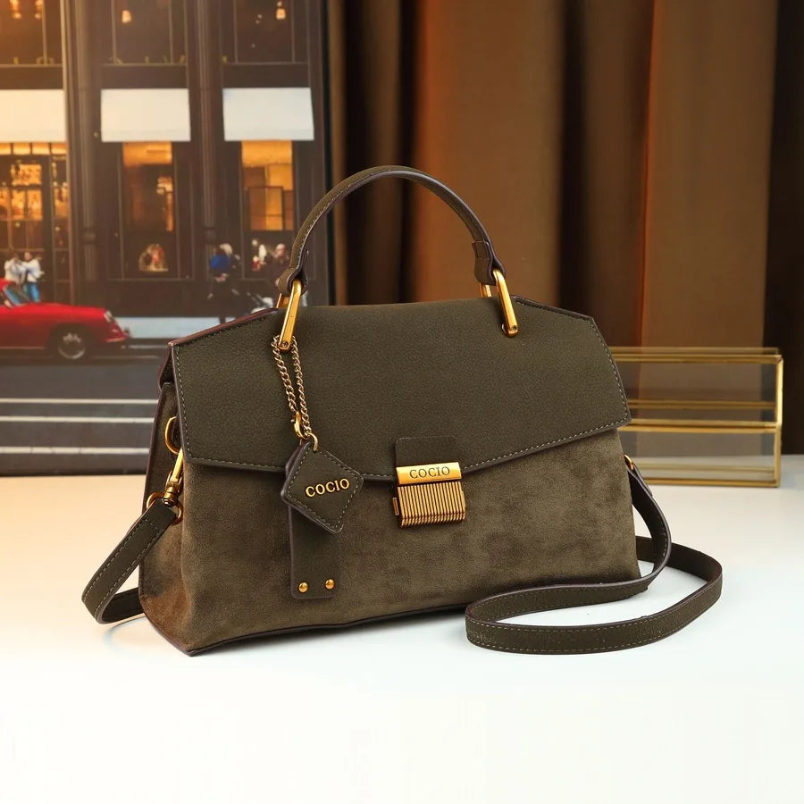 Lychee Pattern Handbag Twist Lock Bag Fashion Messenger Bag