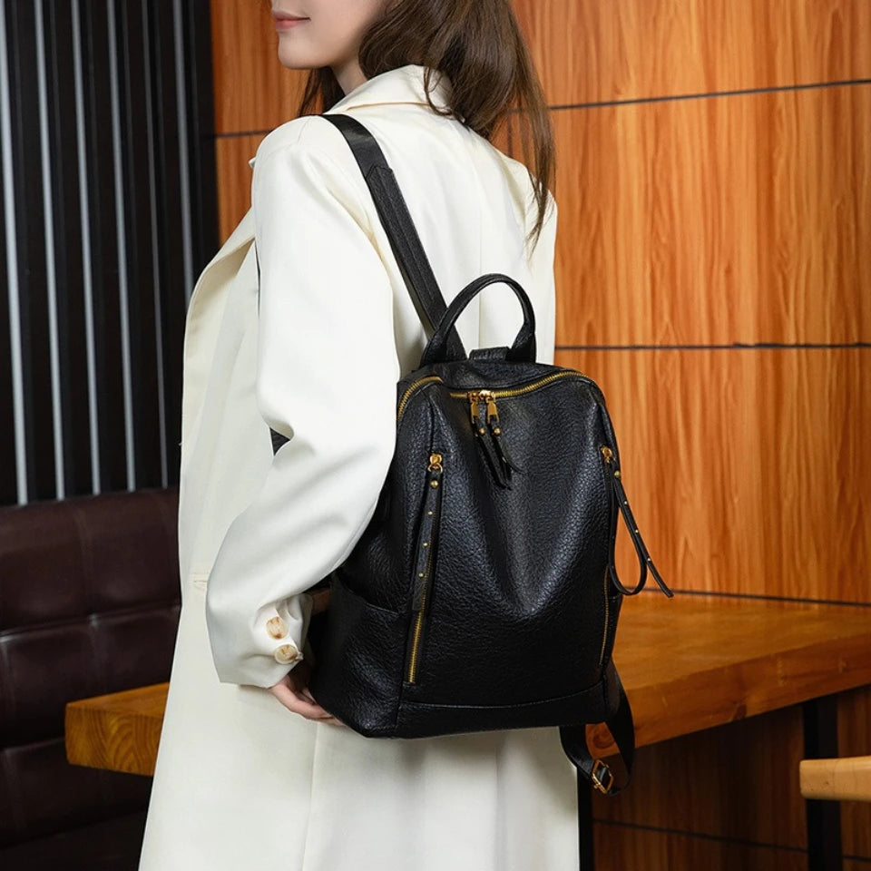 Vintage Top Quality Leather Backpacks Large Capacity