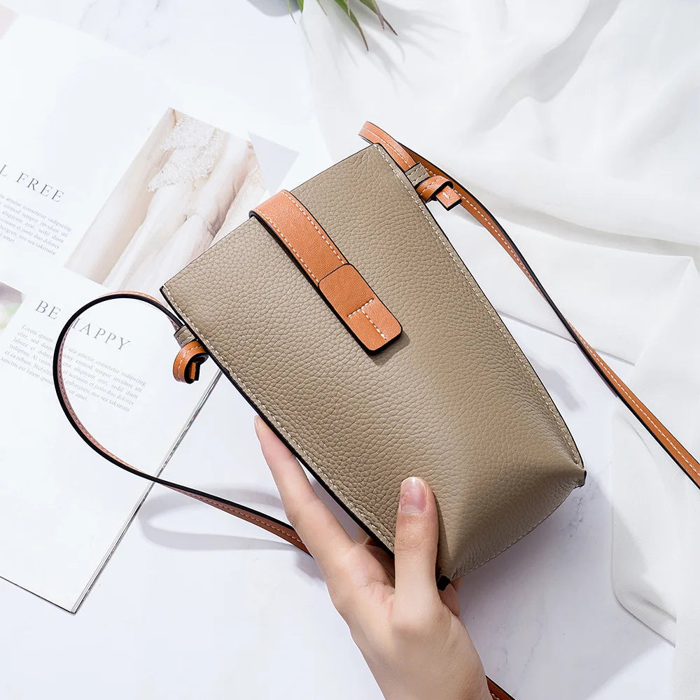 Genuine Leather Women Shoulder Bags Luxury Brands Mini Mobile Phone Bag