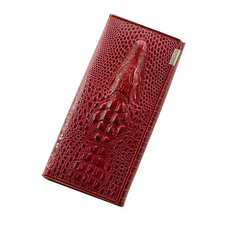 Long Zipper Pattern Leather Wallet Large Capacity Design