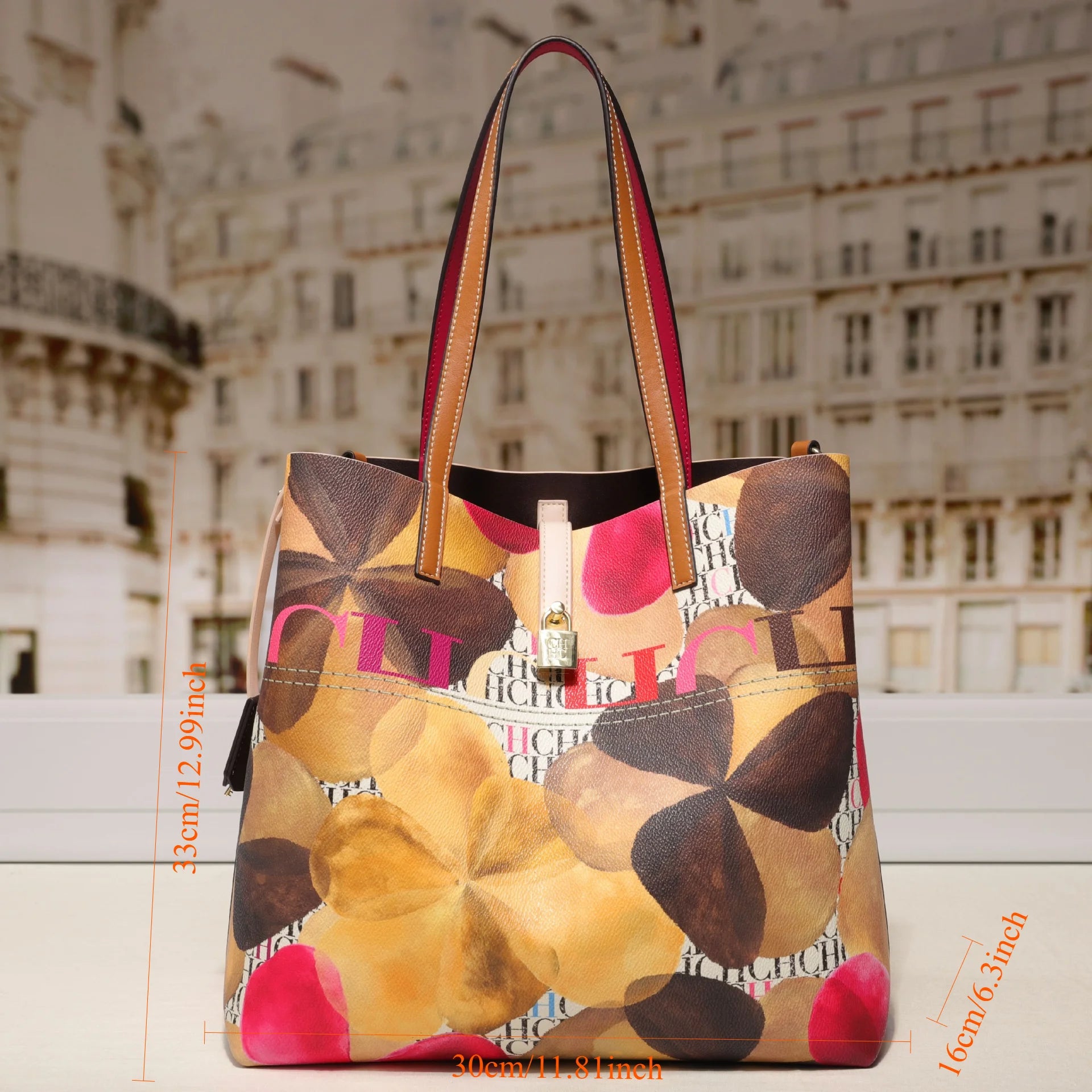 Women Bucket Bag Classic Letter Style Color Print Shoulder Bag