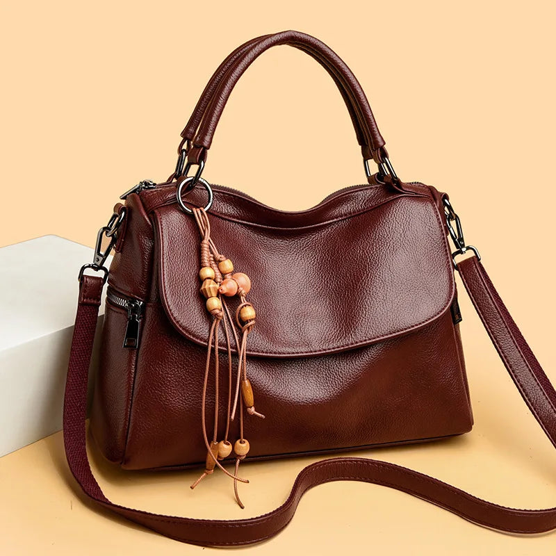 Soft PU leather women's handbag large-capacity shoulder bag