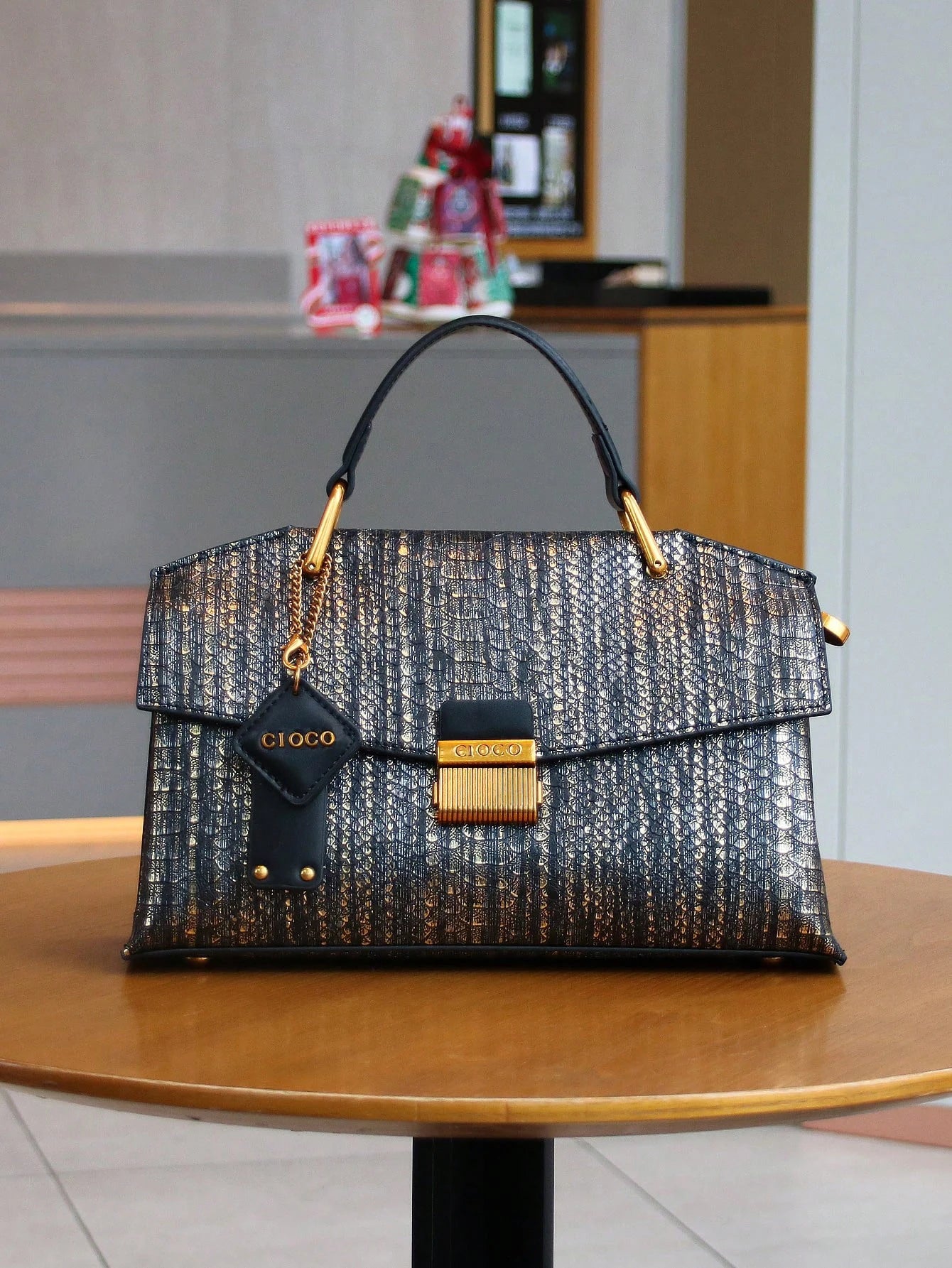 Retro blue snake-shaped high-grade handbag fashion luxury handbag large-capacity