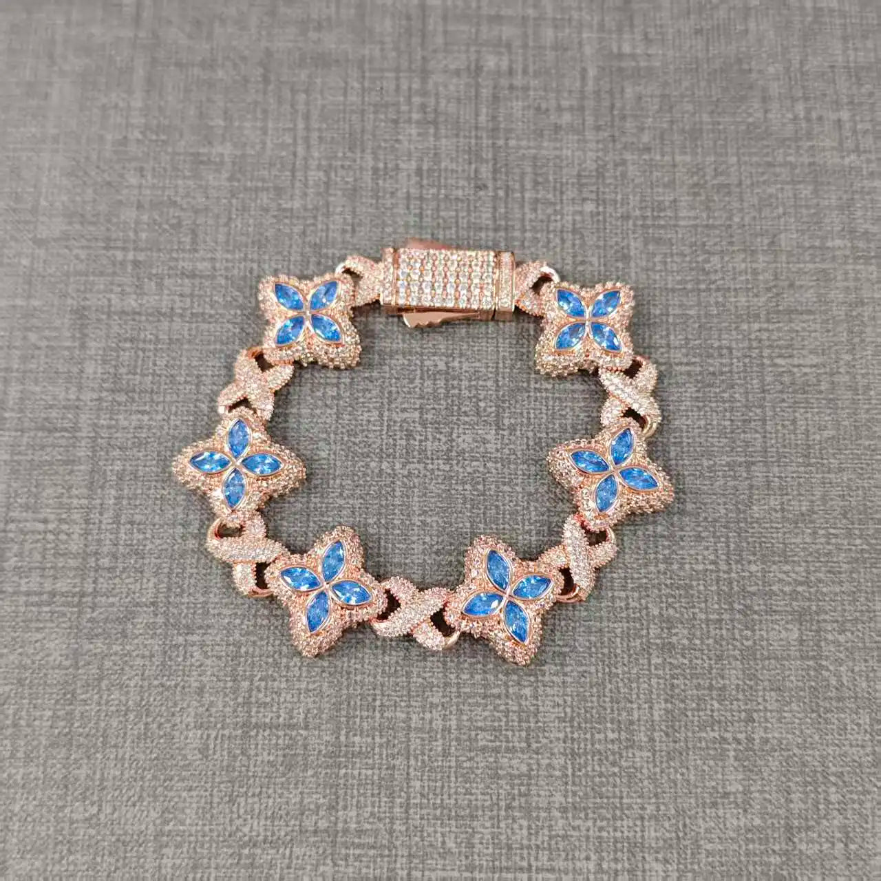 Iced Baguette CZ Floral Infinity Bracelet Jewelry