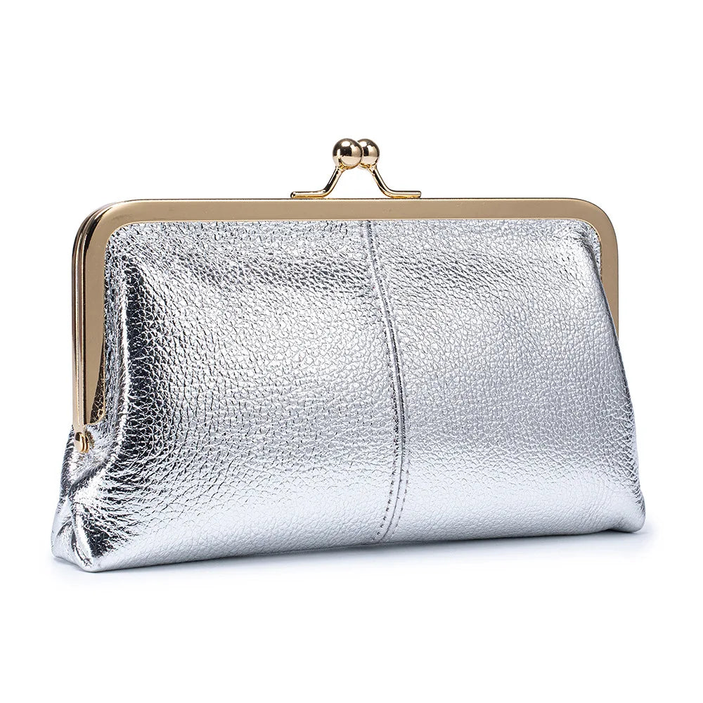Genuine Cow Leather Long Clutch Wallet Clip Fashion Retro