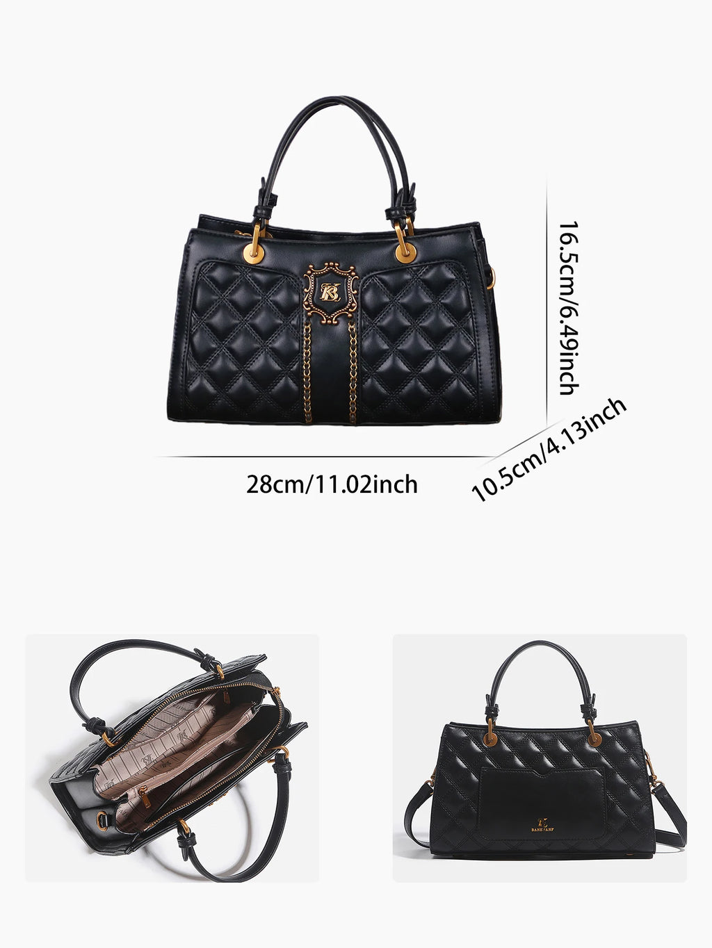 Fashion luxury new rhombic large-capacity ladies handbag heavy hardware design