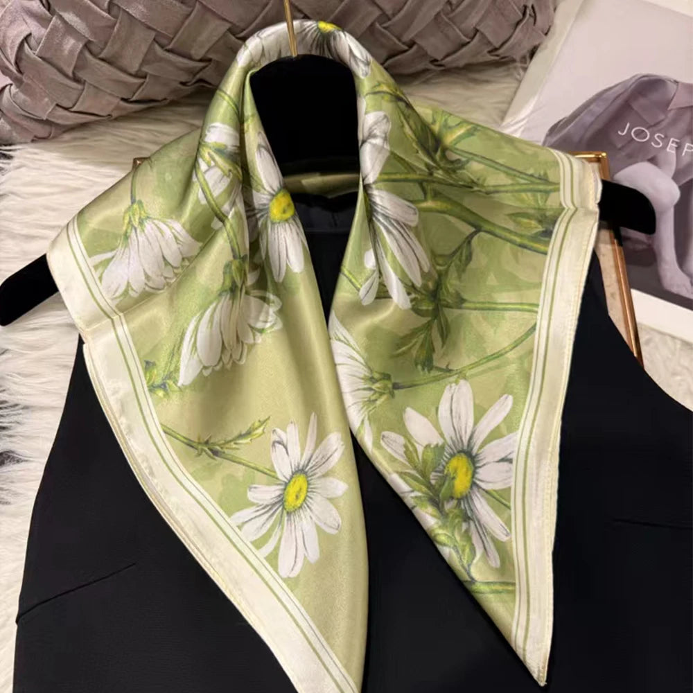 100% Silk Small Square Scarf Neckerchief for Women
