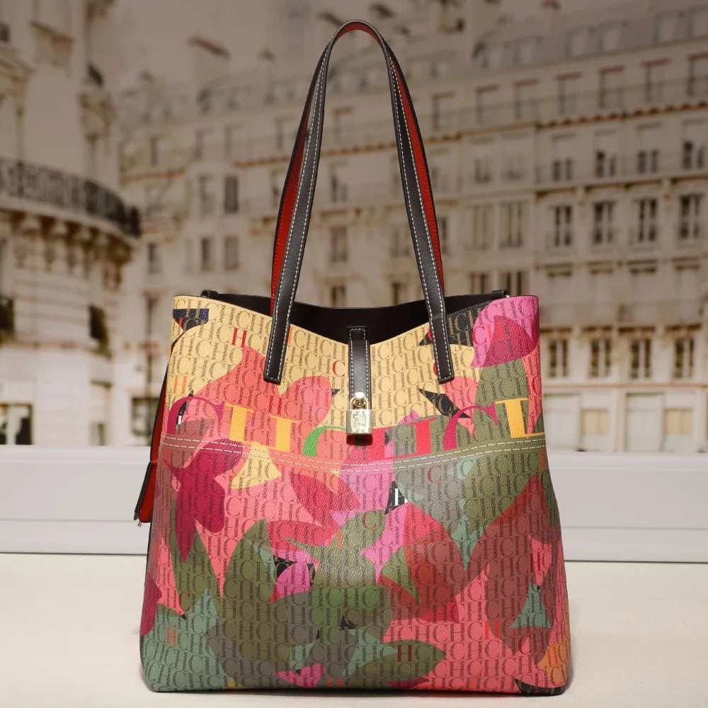 Women Bucket Bag Classic Letter Style Color Print Shoulder Bag