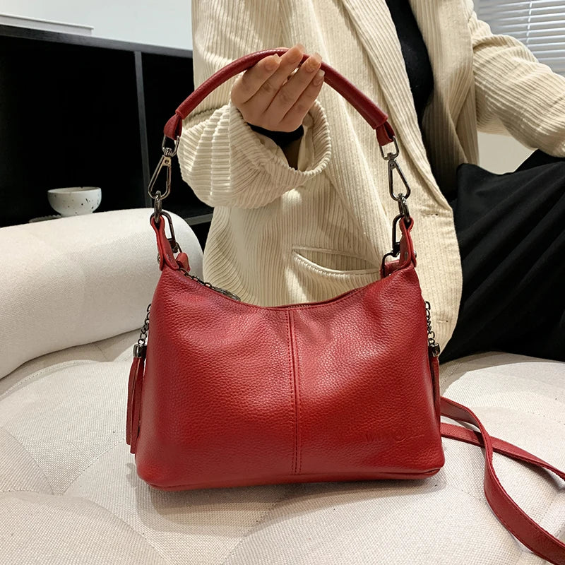 Vintage Genuine Leather Ladies Handbag Luxury Shoulder Bag