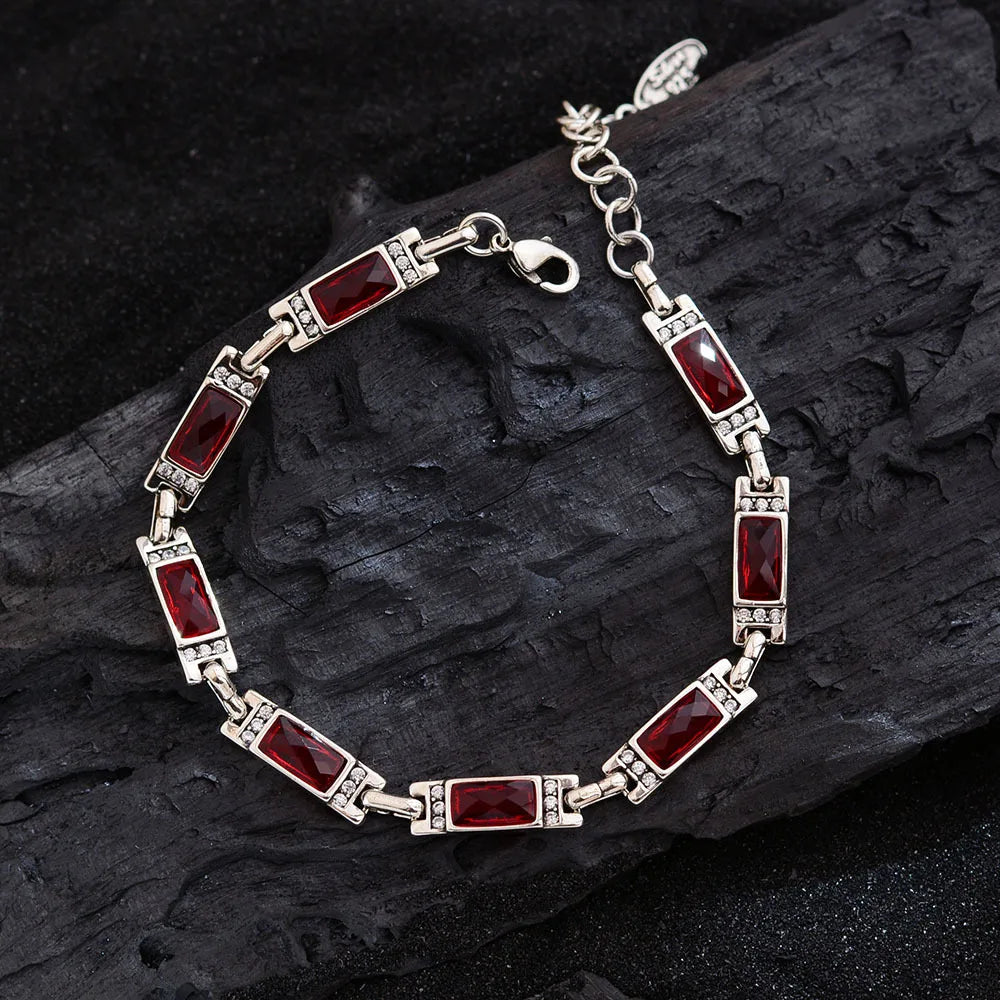Trendy Shiny CZ Zircon Star Retro Thai Silver Ladies Charm Bracelet Jewelry