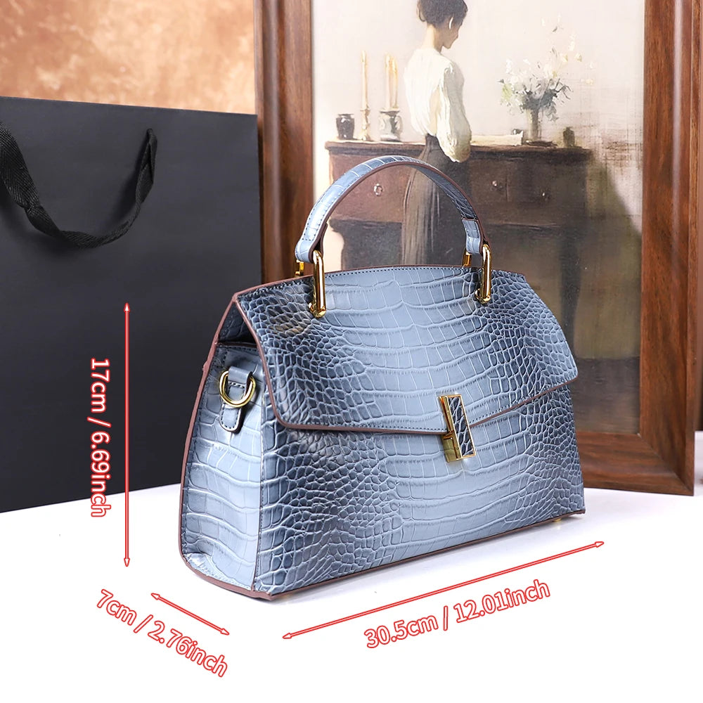 Crocodile Pattern Large Capacity Handbag Vintage Shoulder Bag