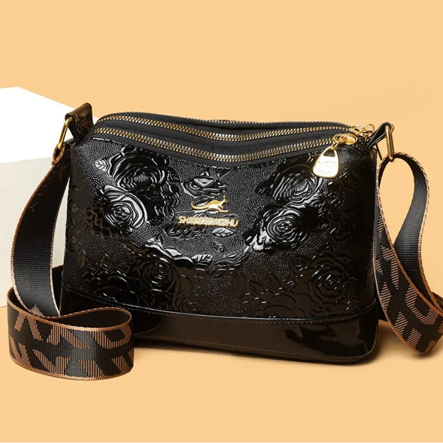 3 Layers Women Handbag Luxury Designer Patent Leather Shoulder Messenger Bag