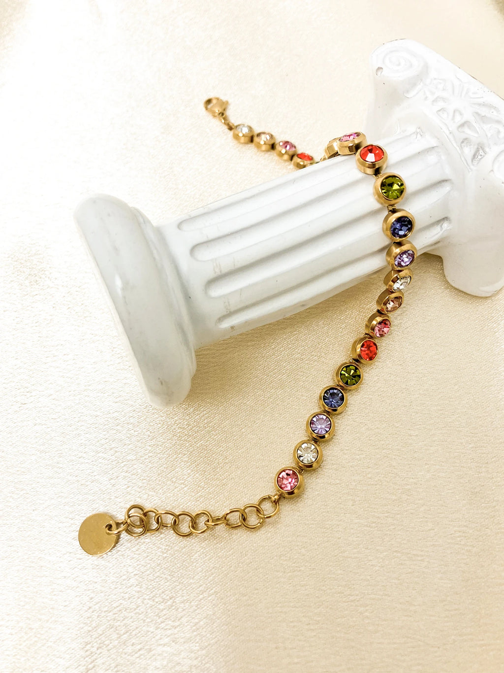 Exquisite Colorful Cubic Zirconia Luxury Bracelet Stainless Steel  Jewelry