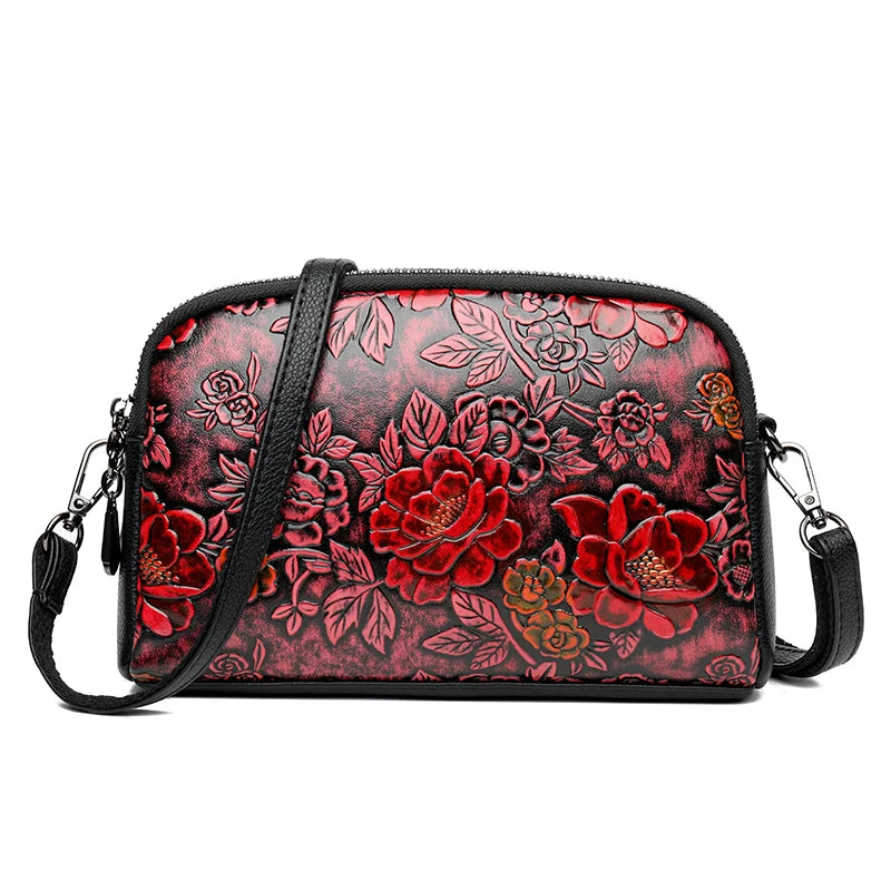High Quality Leather Luxury Design Retro Ethnic Style 3D Printed Shoulder Bag