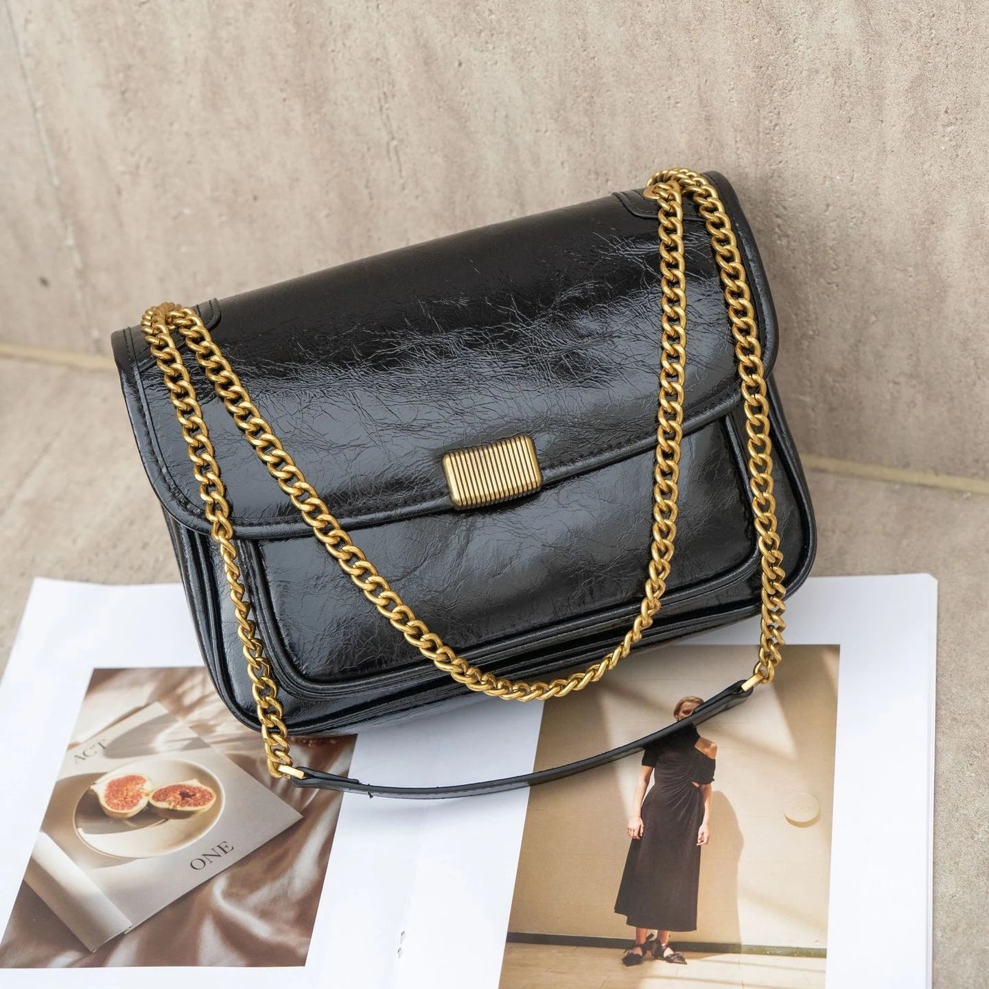 Luxury small square shoulder bag women fashion genuine cowhide leather satchel