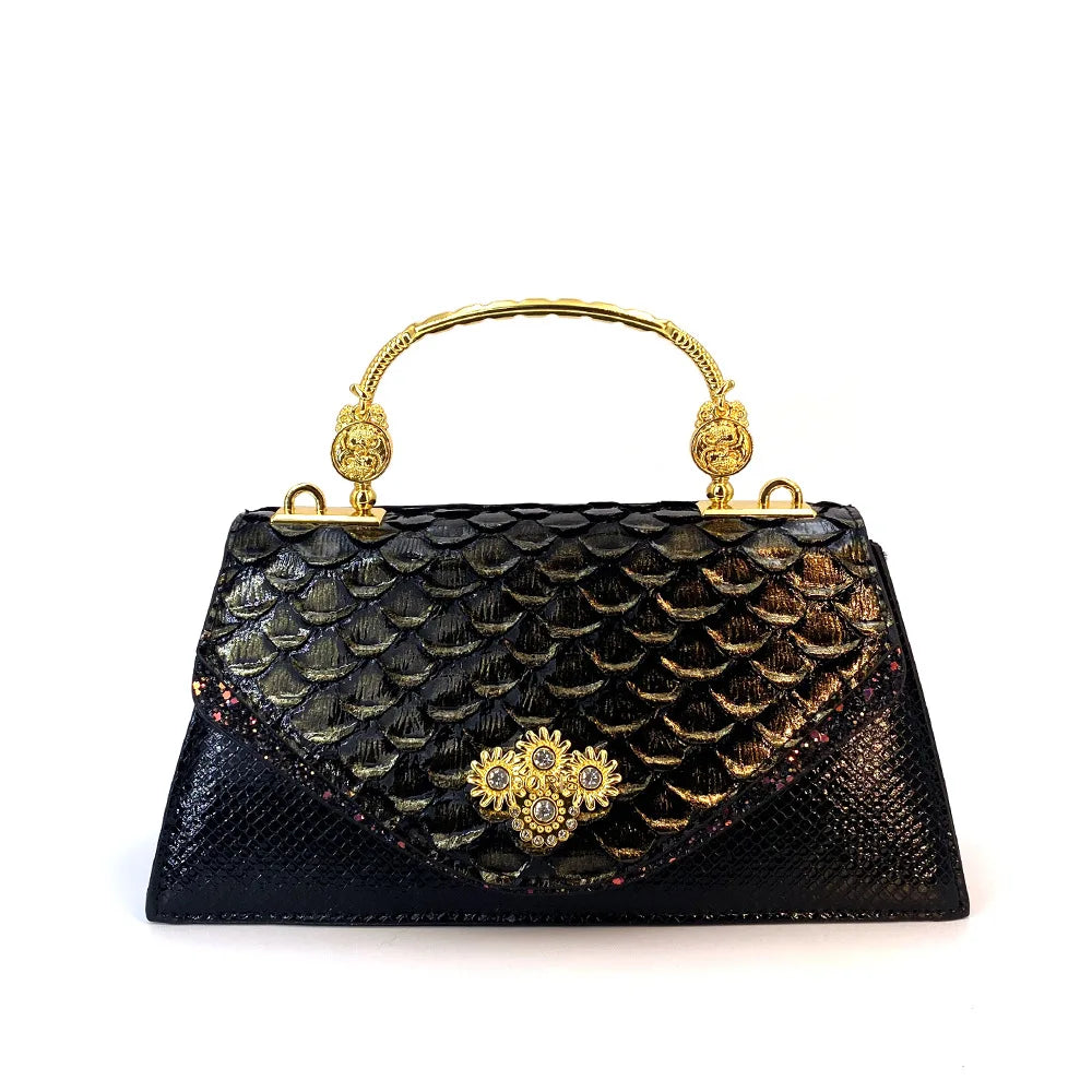 Fashionable Fish Scale Pattern Pu Leather Design Handbag