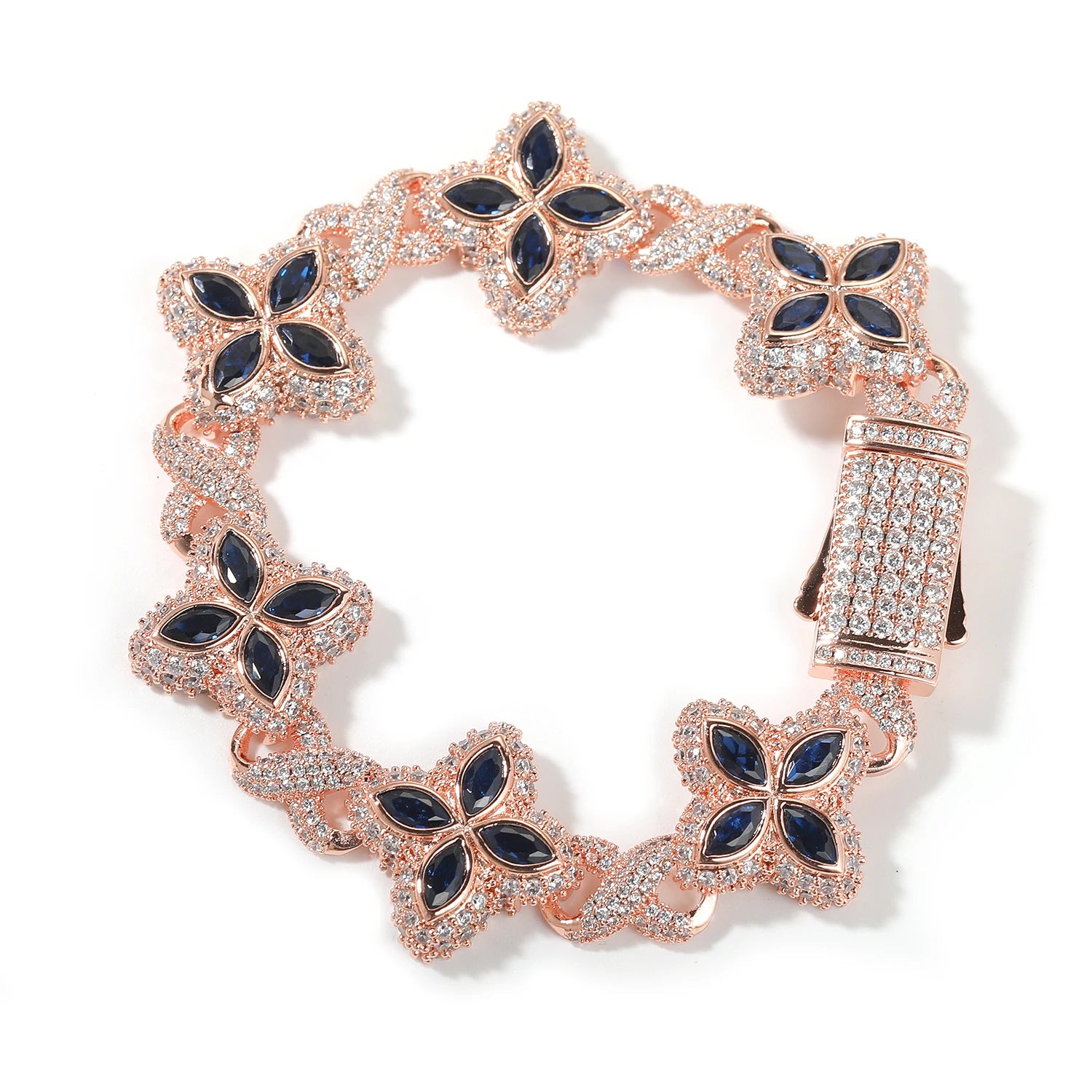 Iced Baguette CZ Floral Infinity Bracelet Jewelry