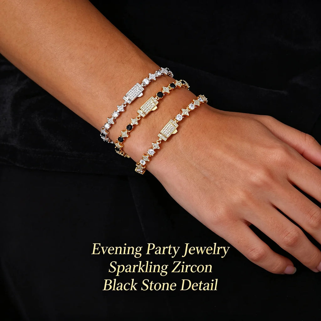 Glamorous Star Tennis Bracelet Celestial Four-Point Star Chain