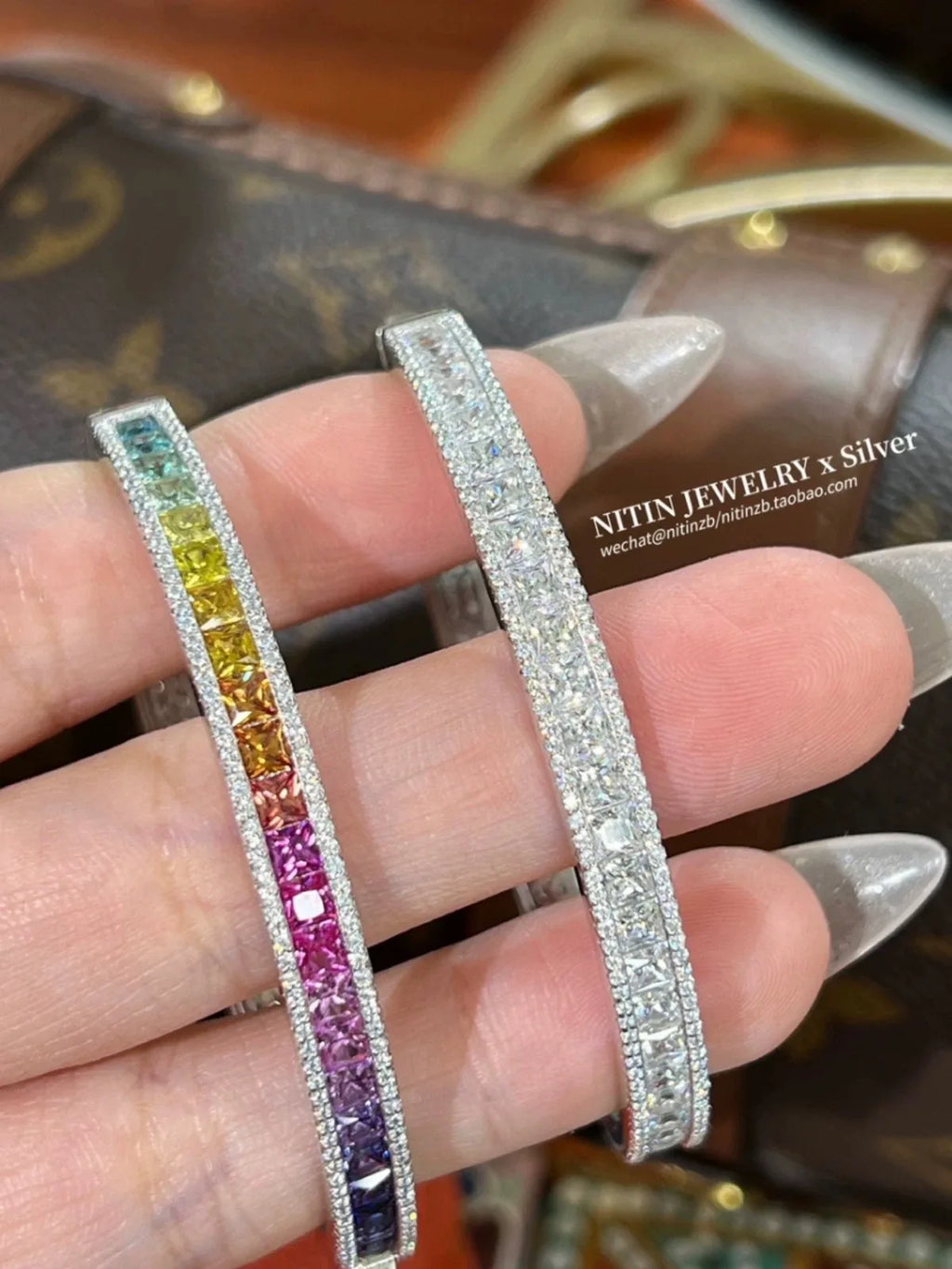 Moissanite 925 Sterling Silver Plated 18K Gold Jewelry Bangle