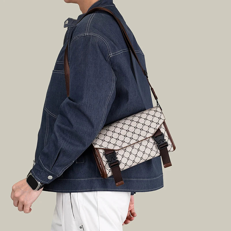 Men's Crossbody Fashion Business PU Leather Shoulder Bag