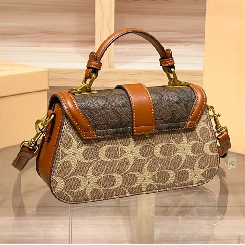 Light luxury niche design contrasting color saddle bag high-end handbag crossbody bag