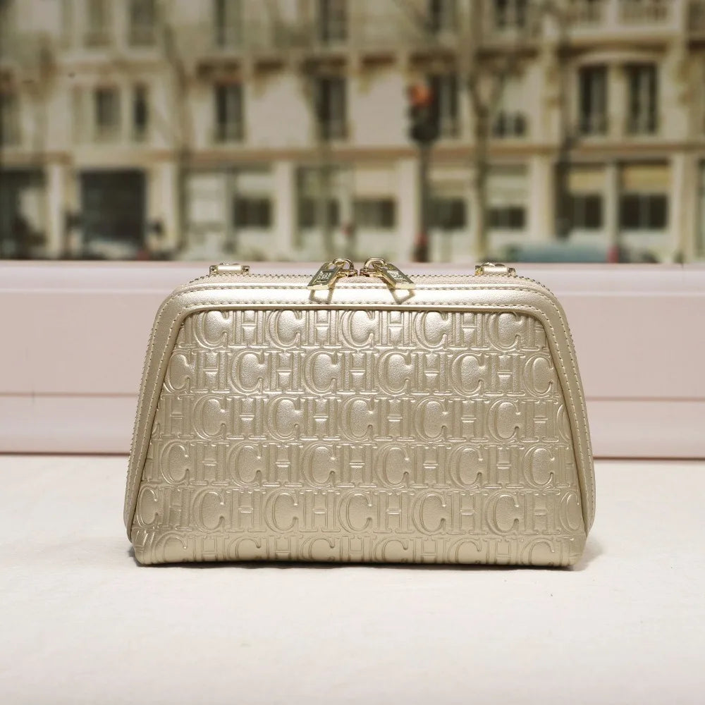 Fashionable Small Square Letter Embossed Chain Crossbody Bag