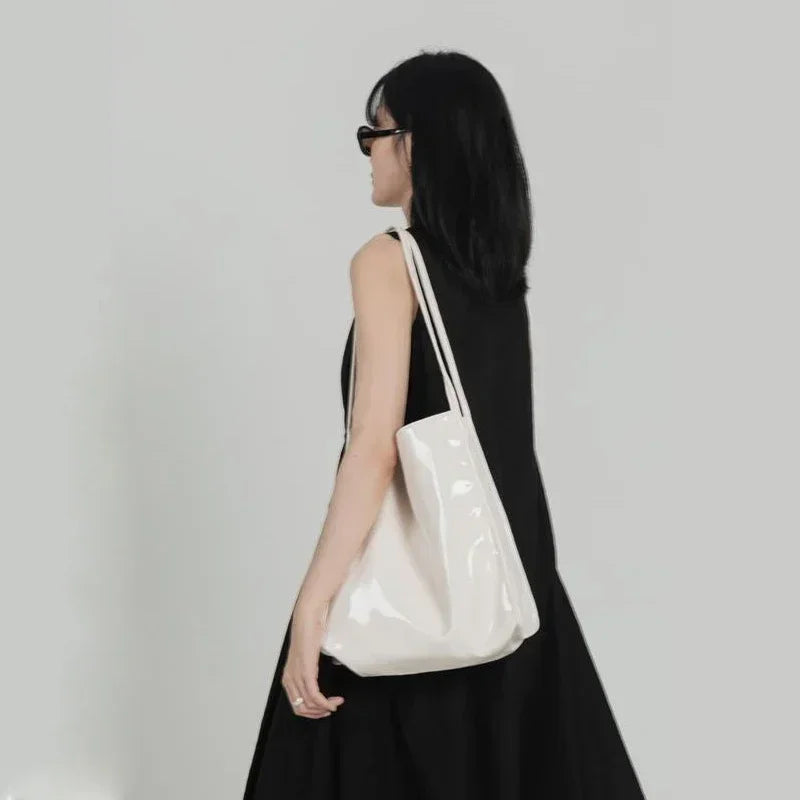 Fashion Patent Leather Women Shoulder Bags Vintage Female Casual Tote Handbags