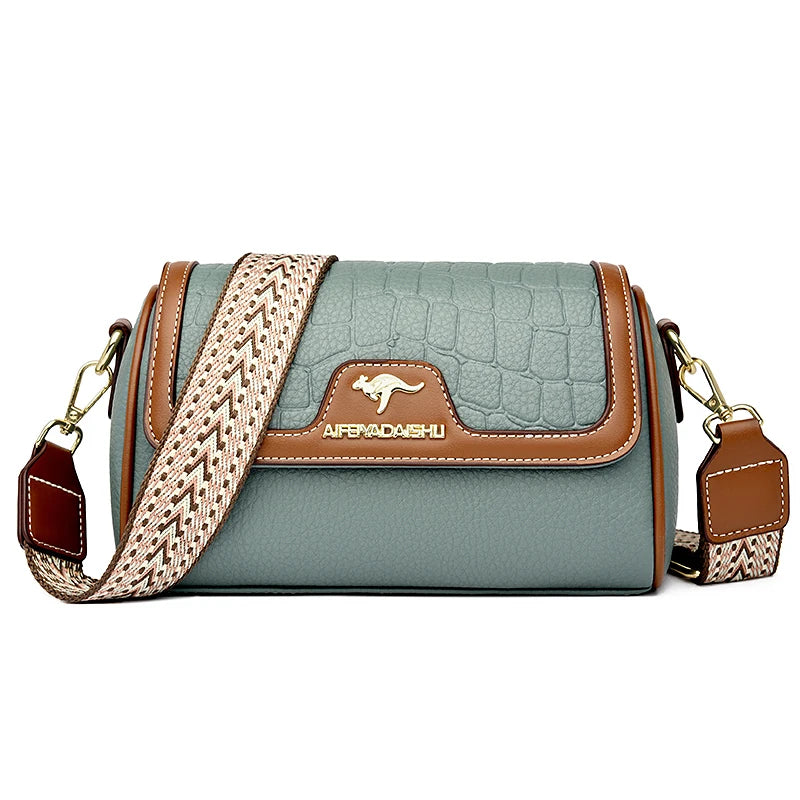 Stone Pu Leather Shoulder Bag Fashion Crossbody Square Satchel Bag