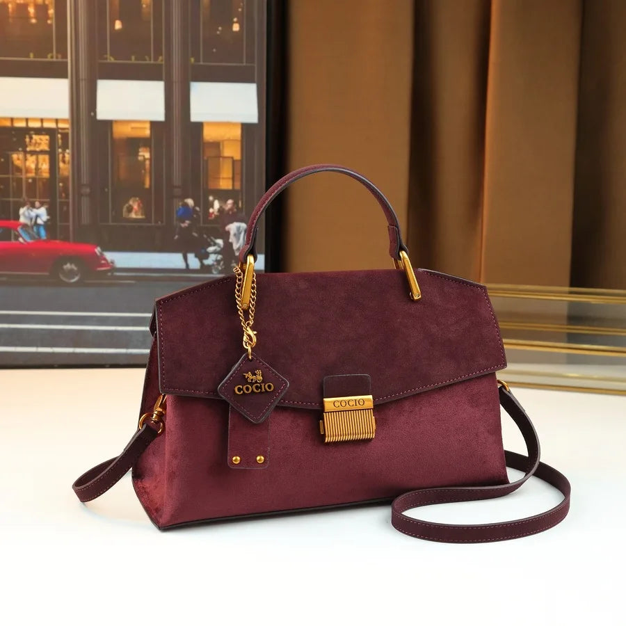 Lychee Pattern Handbag Twist Lock Bag Fashion Messenger Bag