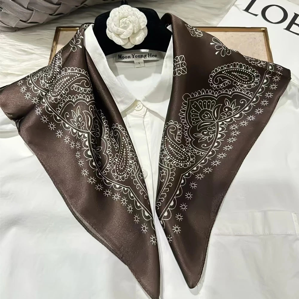 100% Silk Small Square Scarf Neckerchief for Women