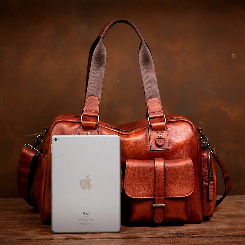 Men's Travel Bag Genuine Leather Large Capacity Business Bag