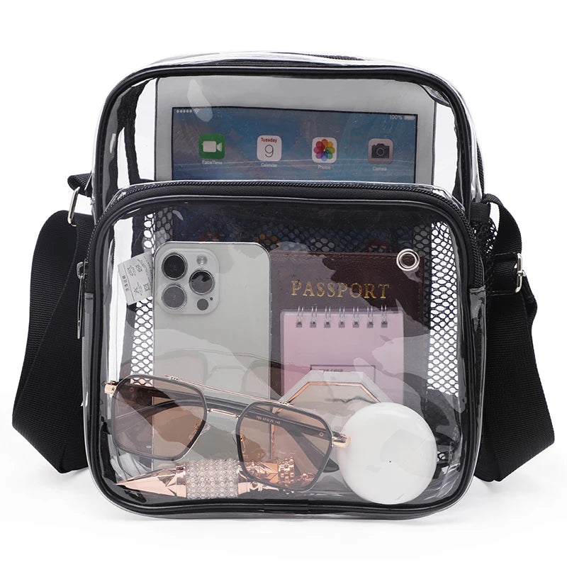 Lightweight Mesh Strap Waterproof Transparent PVC Bags for Cell Phone 9.7 inch iPad