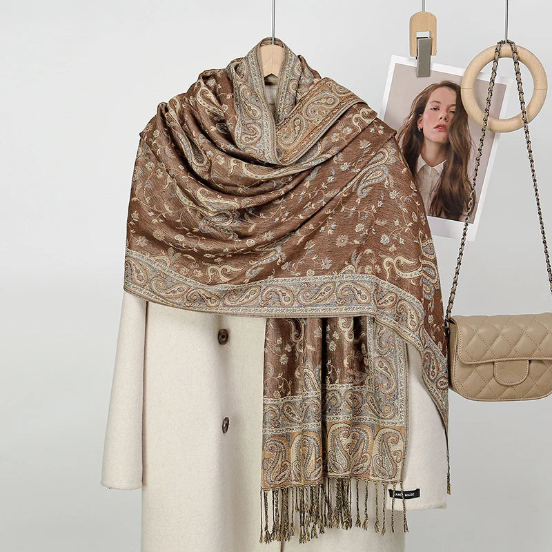 Paisley Embroidery Retro Cashew Cotton Scarf Wraps