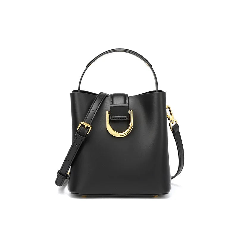 Luxury Genuine Leather Handbag Casual Crossbody Bucket Bag