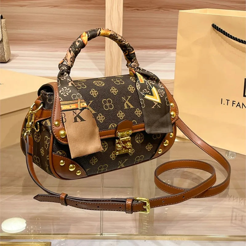 Retro commuting high-end design single shoulder crossbody bag