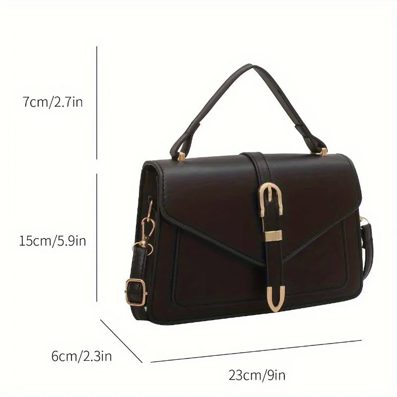 Fashionable Minimalist Crossbody Bag with Top Handle and Flap for Women