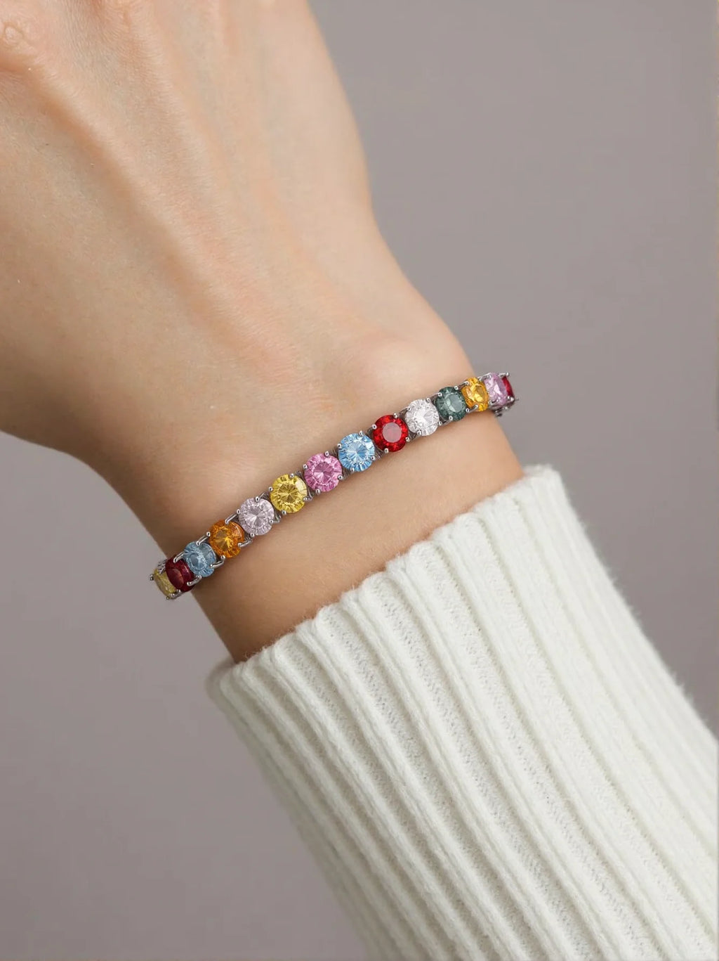 Rainbow Color Moissanite Tennis Bracelet GRA Certified Fine Jewelry